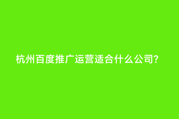 杭州百度推广运营适合什么公司？
