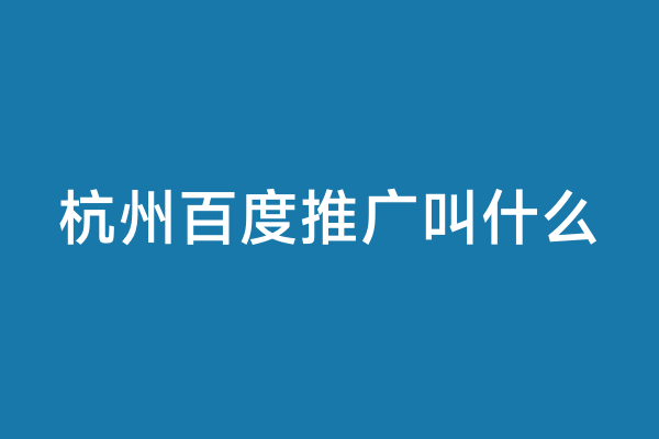 杭州百度推广叫什么
