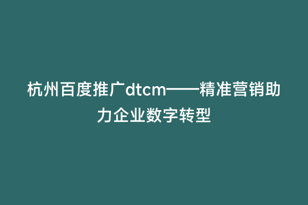 杭州百度推广dtcm——精准营销助力企业数字转型